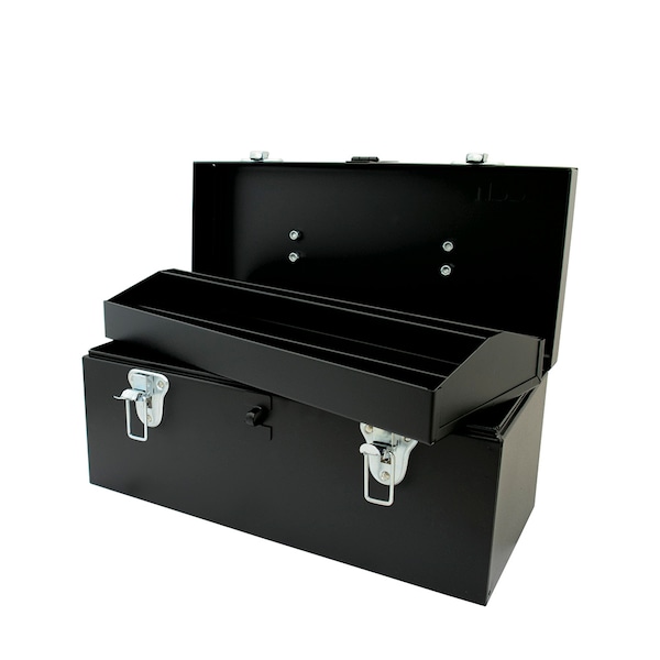 Tool Box, Steel, Black, 16 in W x 7-1/2 in D x 7-1/2 in H